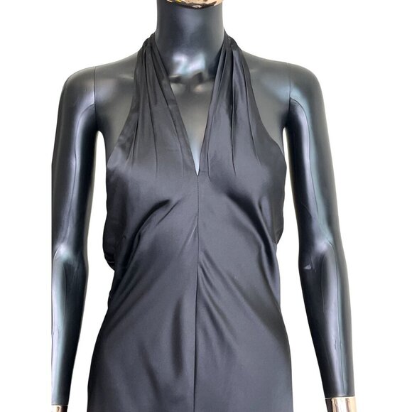✨ Express Black Sateen Halter Midi Cocktail Dress – NWT – Size Small - Picture 5 of 11